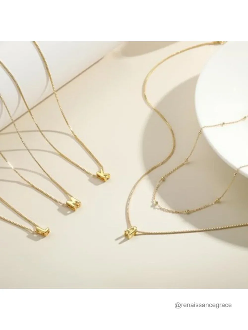 Gold Plated Letter Initial Necklace Layered Bubble Pendant Dainty Jewelry for